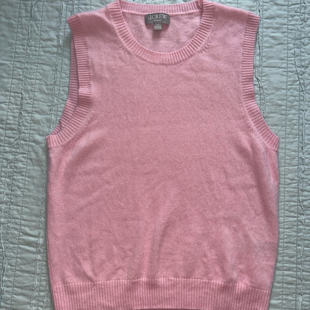 J.CREW 100% CASHMERE PINK SWEATER TANK SIZE MEDIUM